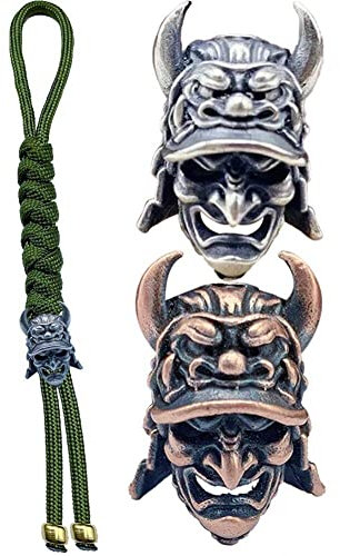 Nase Samurai Helm Messer Perlen Gewebt Paracord Lanyard Anhänger Outdoor EDC Regenschirm Seil Messing DIY Zubehör
