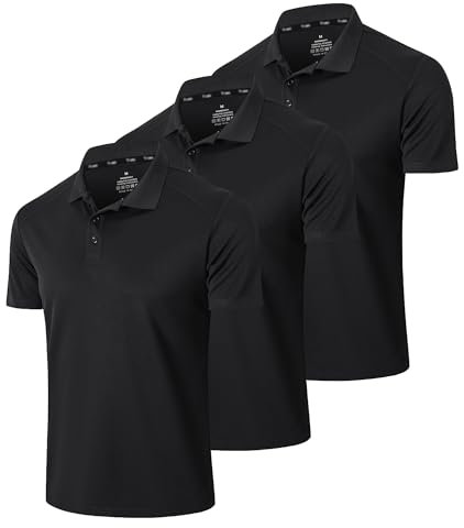 Gaiatiger 3er Pack Poloshirt Herren Männer Hemd Herren Kurzarm Leicht und Atmungsaktiv Sweatshirt Männer Golf Shirts(0427) 3Black-2XL