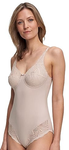 Susa Body ohne Bügel Nizza I Body Shapewear Damen I Frauen Mieder I Softer Bodysuit mit Shaping Effekt I Formt deutlich Taille, Bauch und Po I Sand I 85D