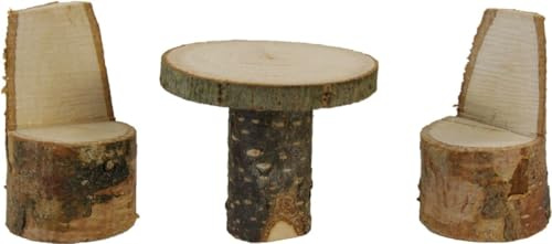 FADEDA 3X Tisch mit Stühlen/Höhe:5 cm/handbemalt/detailgetreue Krippen Figuren - Weihnachten Tisch Dekoration Krippe Zubehör