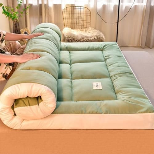 FloAPa Japanische Bodenmatratze Futonmatratze Dicke Tatami Matte Anti Rutsch Schlafen Mat Faltbare Roll Up Matratzen Für Camping,Grün,180 * 200CM
