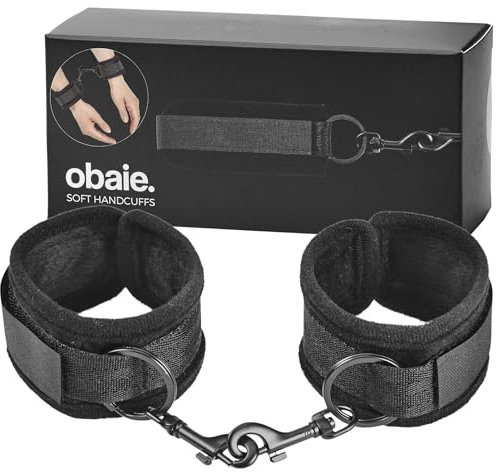 Obaie Weiche Manschetten - Handschellen aus Polyester und Metall - BDSMS Toys für Anfänger - Handschellen Sex Bett - Handfesseln Erotische für Paare - BDSM Handschellen für Bondage - Schwarz