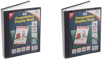 A5 40 Pocket Display Book Folder Portfolio (80 Views) Project Certificate Folder Plastic Wallets (Pack of 2)