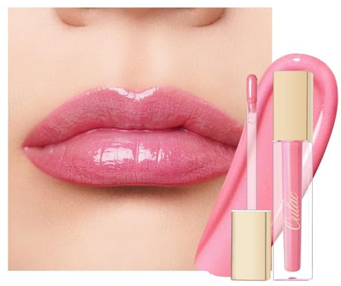 Oulac Rose Gloss à Lèvres Pailleté - Hydratant Rouge à Lèvres Liquide | Huile a Levre Brillant, Gloss Transparent Lip Oil - Enrichi en Extrait de Rose | Formule Vegan - 4,5ml, Rose Quartz (C16)