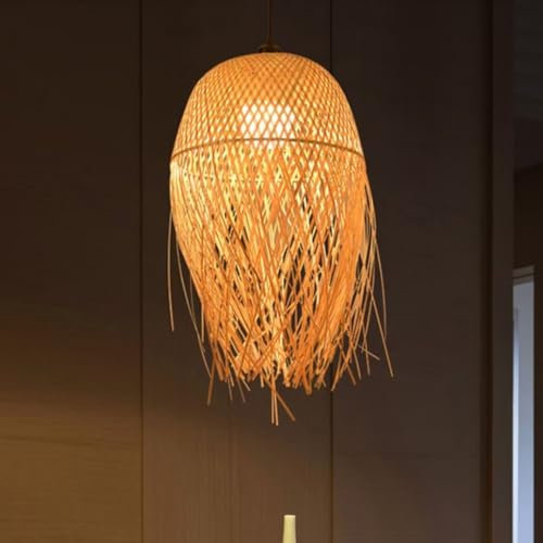 GUANSHAN Bambus Gewebte Pendelleuchte Japanische Art Pendelleuchte Deckenlampe Kreative Hängeleuchte Kronleuchter Dekorative Pendelleuchte Für Wohnzimmer, Schlafzimmer