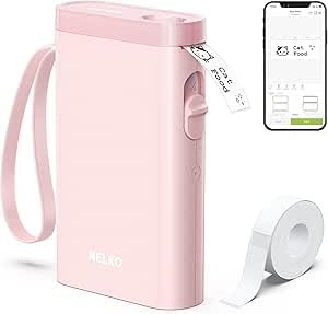 Nelko Etikettendrucker, Bluetooth P21 Selbstklebendes Etikettiergerät Tragbarer beschriftungsgerät selbstklebend Labeldrucker, Mini Label Printer mit iOS Android,Für Zuhause, Büro, Hellgrau
