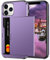 Coolden for iPhone 11 Pro Case Wallet Shockproof Heavy Duty Protective Cases Hard Back Soft Bumper Phone Cases Card Holder Slot Wallet Case Cover for iPhone 11 Pro (Grey Purple)