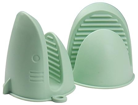 Mini Oven Gloves Silicone Heat Resistant Cooking Pinch Mitts Potholder for Air Fryer Kitchen Cooking & Baking (Green)