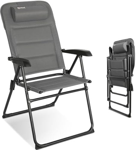 Homecall Campingstuhl Faltbar Bis 150 KG Gartenstuhl Klappbar Hochlehner - Faltbar Balkonstuhl Gartensessel Outdoor Schnelltrocknen 5-Fach Verstellbare Rückenlehne mit Armlehne (Textilene)