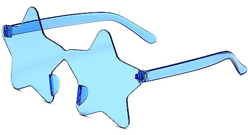 Sweeaau Stern Sonnenbrille, randlos, für Damen, kleines Gesicht, Fotobrille, Strand-Sonnenbrille, blau