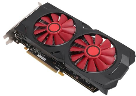 Yunir Game Graphics Card, RX580 8GB GDDR5 256bit Quiet Dual Cooling Fan PCIe Gaming Graphics Card, with PCI Express 2.0 16X Slot, PCB Material, for Desktop PC