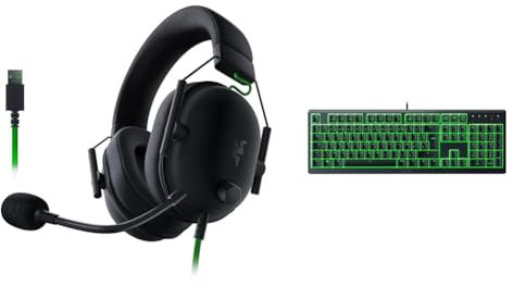 Razer BlackShark V2 X USB - Casque Gaming Esports Filaire Noir & Ornata V3 X - Clavier Gamer à Profil Bas Clavier AZERTY | Noir