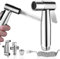 Benannco Grifo Bidet para WC - Ducha Bidet Acero Inoxidable - Grifo Portatil para WC - Kit Ducha de Lavabo con Soporte - Adaptador y Manguera Extensible - Pulverizador para Bidet de Mano.