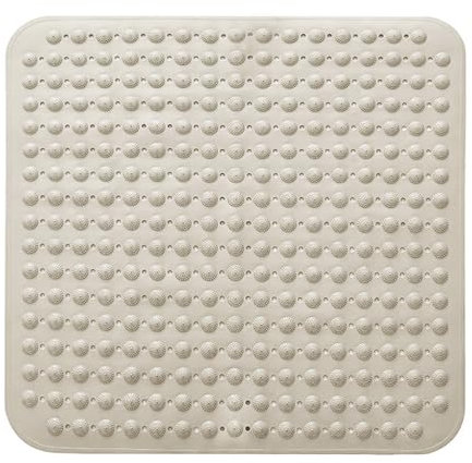 Duschmatte, 48 x 48 cm Antirutschmatte mit Saugnäpfen,Duschmatte rutschfest, Waschmaschinenfest, Maschinenwaschbar Badematte, Quadrat, Weich auf den Füßen Rutschmatte Dusche, Khaki