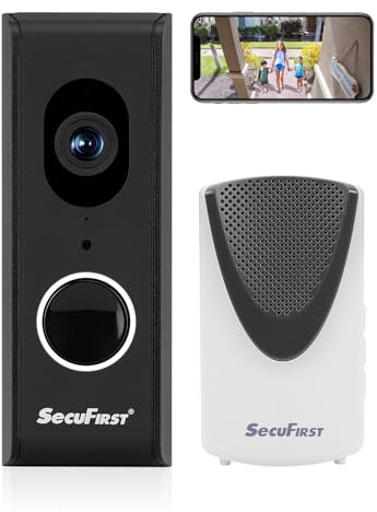SecuFirst Türklingel mit Kamera mit Chime,Video Türklingel Kabelgebunden,WLAN Klingel Haustür Aussen Wasserdicht,64G-Speicherkarte,2-Wege-Audio