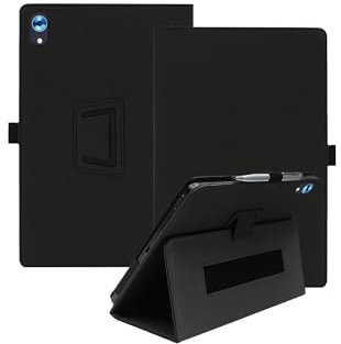 Whitedeer - Custodia protettiva per tablet Android 14 da 10 con cinghia da polso e supporto e funzione anti-goccia, design elegante e semplice, colore: Nero