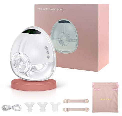 Lulia Hands Free Breast Pump Electric with 4 Size Flanges, 4 Modes 9Levels, Strong Suction, Painless, Compact and Portable, Rechargeable, Long Battery Life, BPA-Free