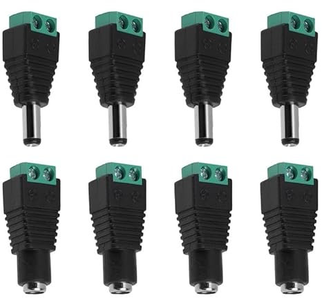 8 Stück Männlich und Weiblich DC-Stecker Buchse Netzadapter für CCTV-Kamera, LED-Leiste leuchtet Adapter Plug Jack Adapter Connector (4 x DC Buchse, 4 x DC Stecker)