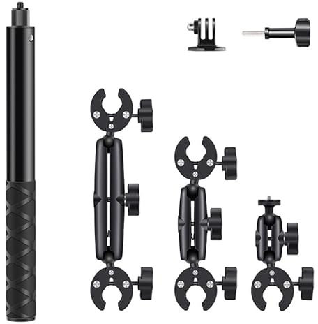 NEWFUN Kamera Halterung, Motorrad Kit für insta360 x4,X3,X2 360-Grad-Drehung, Doppelklemme, Doppelte Stabilität, Motorradhalterung, Kompatibel mit Mehreren Geräten