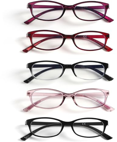 UVTQSSP 5 Stück Lesebrille Anti Blaulicht Brille Herren und Damen Lese Computerbrille Ultra-leichte und flexible Lesebrillen (5 Pack, 2.0, x)