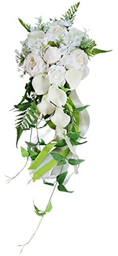 NVOQILIN Künstlicher Blumenstrauß mit Wasserfall-Motiv für Hochzeiten, Brautstrauß