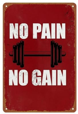 Blechschild im Art-Deco-Stil – „No Pain No Gain, Aluminium-Metallschild, Poster, 20,3 x 30,5 cm, für Wohnzimmer, Schlafzimmer, Badezimmer, Dekoration