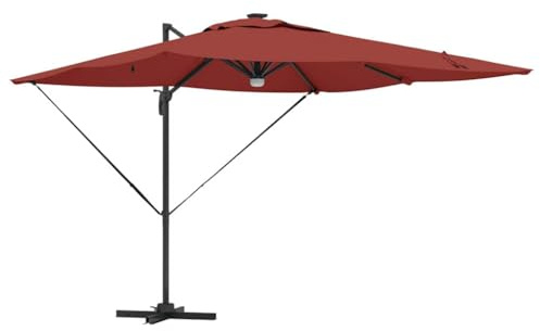 Pergolas - Parasol Roma - Rouge - 286 x 285 x 270 cm - En aluminium et polyester - Toit d'ombrage pour terrasse, cour, balcon, piscine