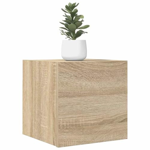 Owoxanthellate TV-Schrank Sonoma-Eiche 30,5 x 30 x 30 cm Wand-Lowboard mit Klappe Links oder rechts montierbar 60 kg belastbar Modernes Wohnzimmer Design für Living Room Bedroom
