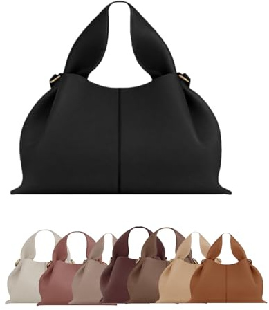Kuisoe Dumpling Crossbody Bag Damen – Kleine Umhängetasche aus PU Leder mit abnehmbarem Schultergurt, Handtaschen & Geldbörse Design | Verschleißfest & Pflegeleicht Schlicht-elegant