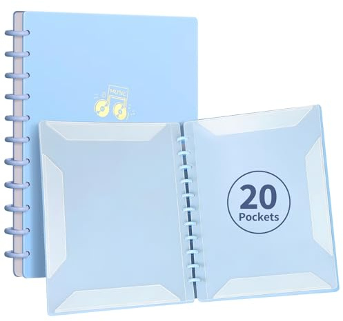 DONGLI 2 Stück Notenmappe für Notenblätter A4 mit 20 Taschen(Blau) | Notenheft,Chormappe für Notenblätter Klavier Gitarre Violine