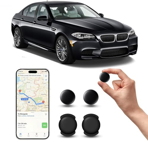 GPS Tracker Auto Ohne ABO (iOS), Keine SIM-Karte erforderlich, Versteckter Magnetischer Mini GPS Tracker für Kinder und Haustiere, Ohne Monatliche Kosten, Kompatibel mit der Apple Find My (2 Schwarz)