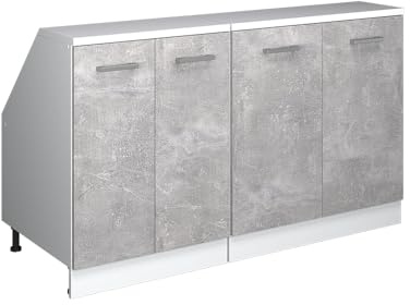 Vicco Dachschrägenschrank-Set Rion, Beton/Weiß, B140 x T60 cm 2er Set, platzsparend für Dachschrägen