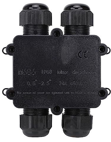 Picysa Kopplingsdosa i Plast Vattentät och Dammtät för Utomhusbruk UV-skydd 24A 450V IP68 Svart 1 Enhet