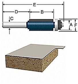 Bosch 84500M 3/4-Inch Diameter 9/16-Inch Cut Double Flute Laminate Flush Trim Router Bit 1/2-Inch Shank with Ball Bearing