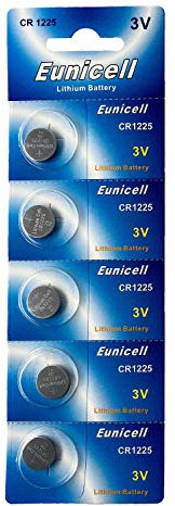 Eunicell Lot de 5 CR1225 5 V pile ronde au lithium 48 mAh (1 carte blister à 3 piles)