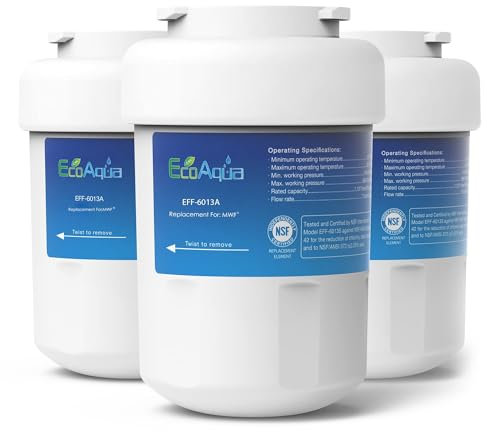 EcoAqua EFF-6013A Kühlschrankwasserfilter Kompatibel mit GE SmartWater MWF, MWFA, MWFA, MWFAP, MWFDS, MWF-INT, MWFP; Hotpoint HWF, HWFA; 101057A, 1013000110, 101300A