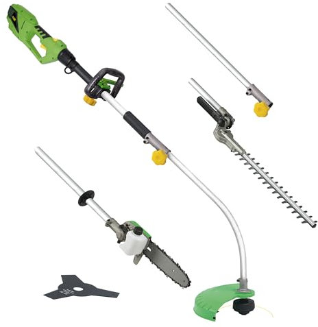 Fartools Outil 900W 4 Fonctions: tronçonneuse, Taille Haies, Coupe Bordure et débrousailleuse, Vitesse de Rotation 7200tr/min, graissage Auto