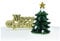 Anniversary House 2pcs Tree Resin Merry Motto, Christmas Cake Toppers, Yule Log Decorations, BX005, Green & Gold