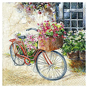 Fashion For Home Home Fashion Lunch-Serviette, Blumenfahrrad, 33 x 33 cm, Weiß, Einheitsgröße