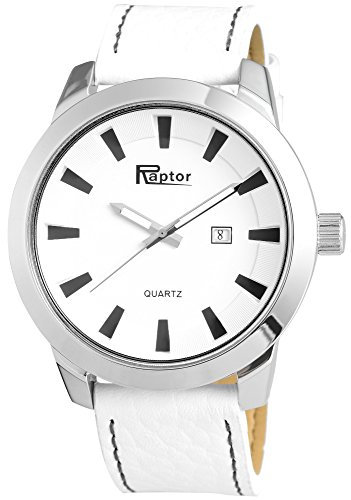 Raptor Herren-Uhr Oberseite Echtleder Armbanduhr Datum Quarz Analog RA20080