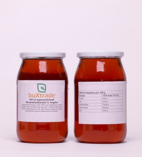 1 Glas (900ml) Agavendicksaft - Agave Süßungsmittel Sirup Fructose Zucker Agavensirup
