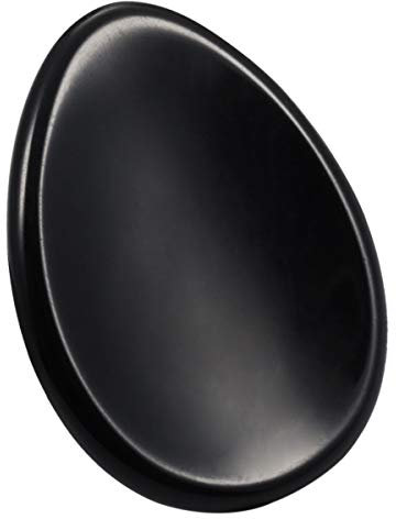 mookaitedecor Obsidian Daumenstein Kristall Edelstein Massagestein mit Mulde, Handschmeichler für Heilung Reiki, Größe ca. 45 x 35 x 5 mm (Pack von 2 Stück)