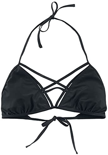 Gothicana by EMP Damen schwarzes Mix and Match Bikini-Oberteil mit frontalen Zierbändern