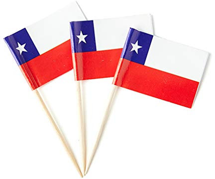 Mflagperft Chile Flaggen Chilenische kleine Flagge Dekoration Chile Zahnstocher Flagge