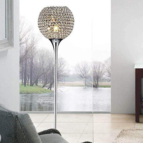 WANGIRL Lampadaire en Cristal, Argent Chrome Chambre Lampe Sur Pied de Salon Moderne, Lampe Sur Pied ( Galvanoplastie d'argent )