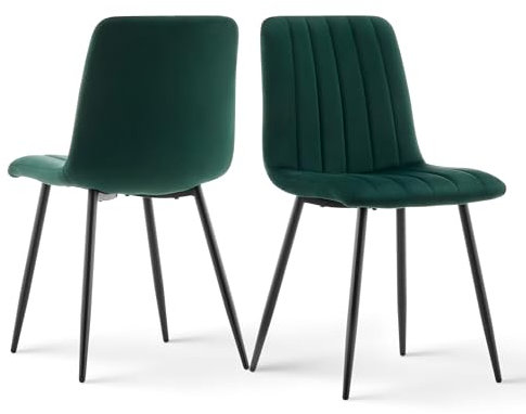 CLIPOP Esszimmerstühle 2er Set,Samt Gepolsterte Küchenstühle mit Stabilen Metallbeinen, Lounge Wohnzimmerstuhl für Zuhause, Büro und Hotel (2er Set, Grün)