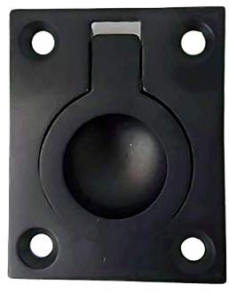 QCAA Solid Brass Flush Ring Pull, 36.5 x45 mm, Matte Black, 1 Pack, Made in Taiwan