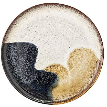 Bloomingville Teller Jules, naturfarben gelb braun blau, Keramik, 28 cm