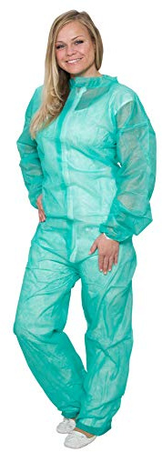 Herrmann 10 x Einweg Overall Premium Grün Gr. XL | Overall mit Kragen | Maleroverall Schutzanzug für leichte Malerarbeiten, Lackierarbeiten, Reinigungsarbeiten | Maleranzug Schutzkleidung Einweganzug