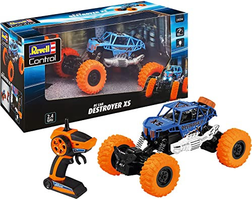 Revell Control Car Destroyer XS I Maßstab 1:18 I Perfekt für Innen- und Außenabenteuer I 2,4 GHz Fernsteuerung I LED-Frontscheinwerfer für Nachtfahrten I RC-Fans ab 8 Jahren